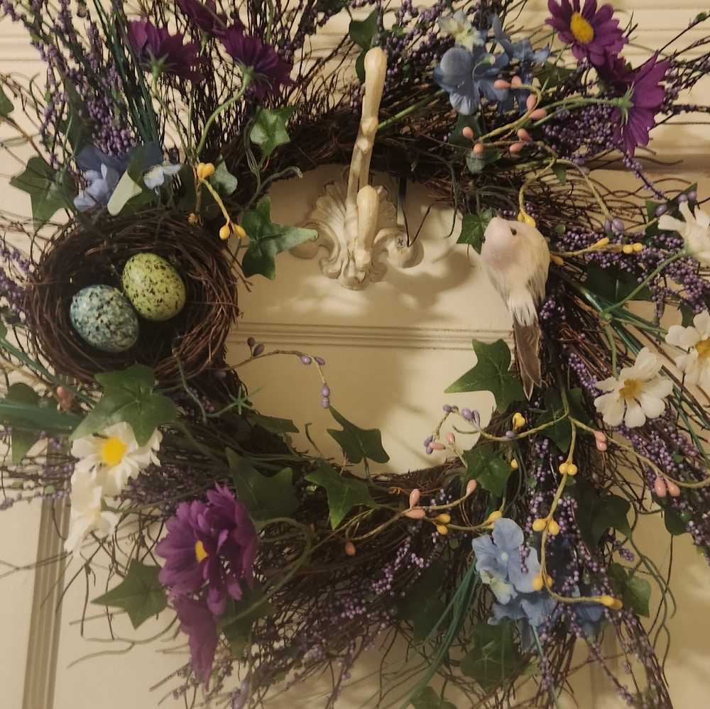 Straw floral wreath